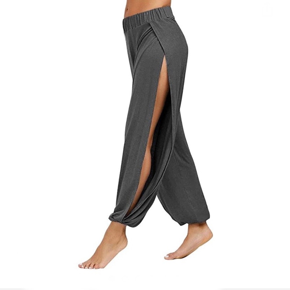 High slit yoga harem pants